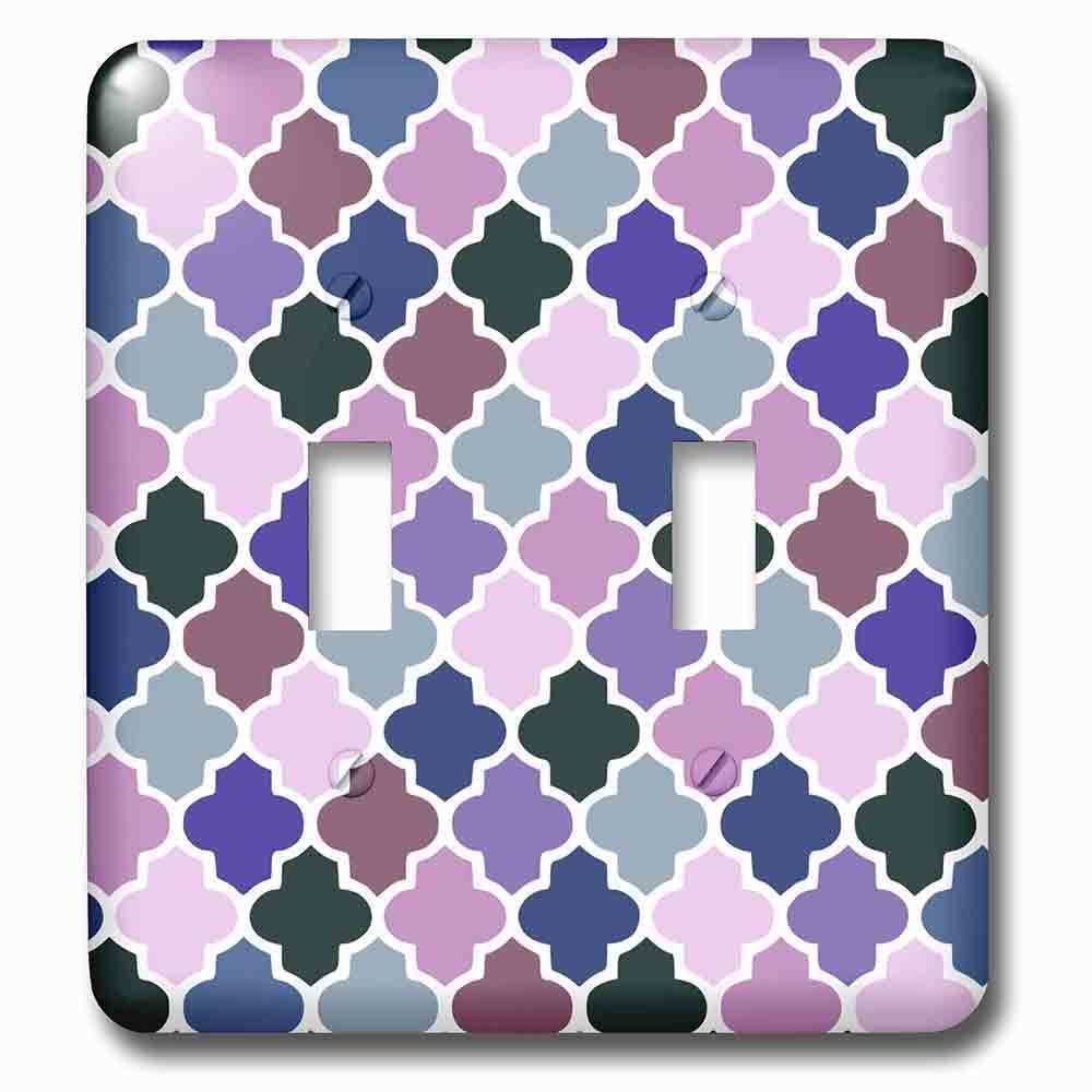 Jazzy Wallplates Double Toggle Wallplate With Purple Colorful Quatrefoil Girly Moroccan Tiles Lattice Lilac Indigo Violet Purple Shades Clovers