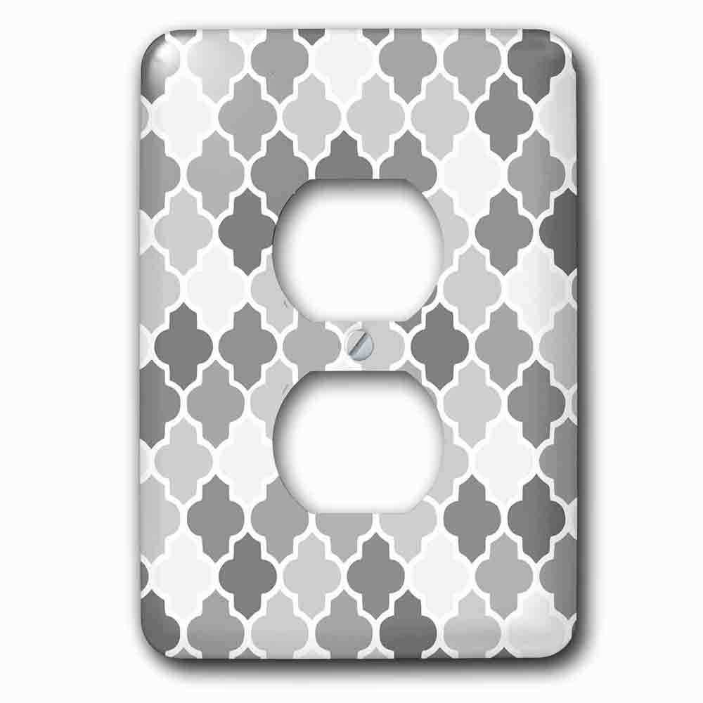 Jazzy Wallplates Single Duplex Outlet With Gray Quatrefoil Pattern In Different Shades Of Grey Trendy Moroccan Style Lattice Tiles