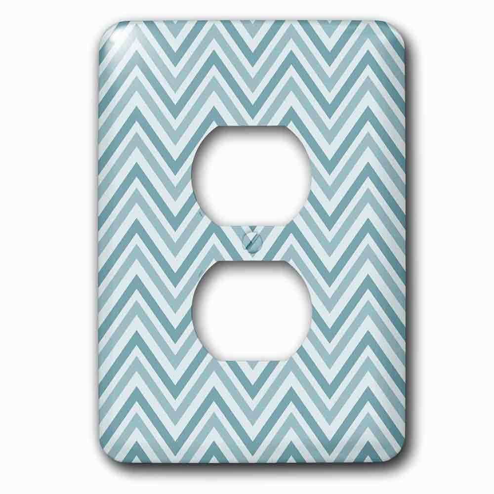 Jazzy Wallplates Single Duplex Outlet With Soft Blue And White Girly Chic Chevron Zigzag