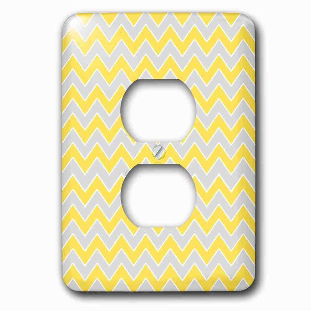 Jazzy Wallplates Single Duplex Outlet With Chevron Pattern Yellow And Gray Zigzag