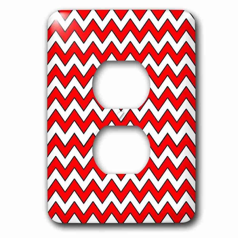 Jazzy Wallplates Single Duplex Outlet With Chevron Pattern Red And White Zigzag