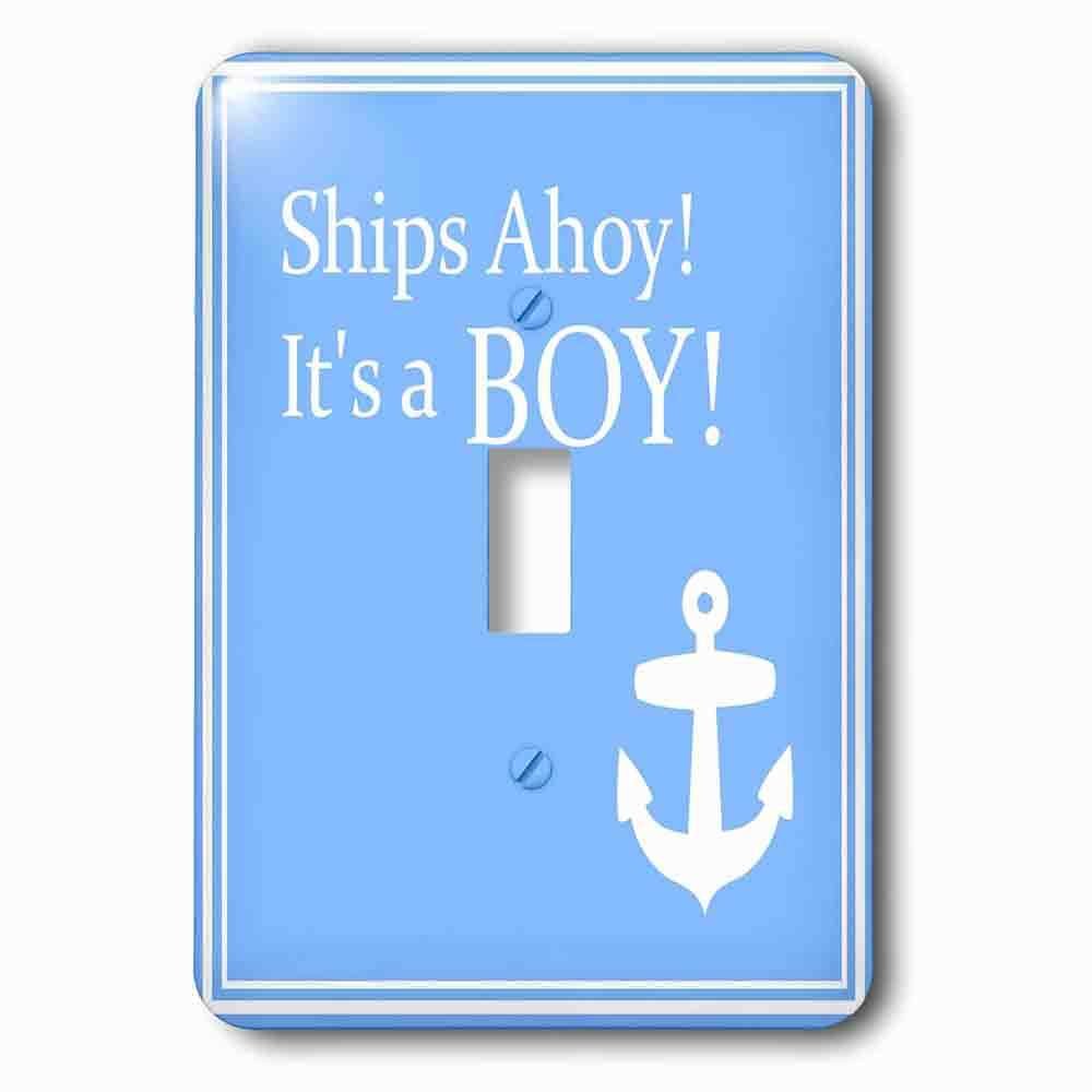 Jazzy Wallplates Single Toggle Wallplate With Ships Ahoy Its A Boy For Baby Showers Light Powder Blue With White Anchor Sailor Nautical Theme
