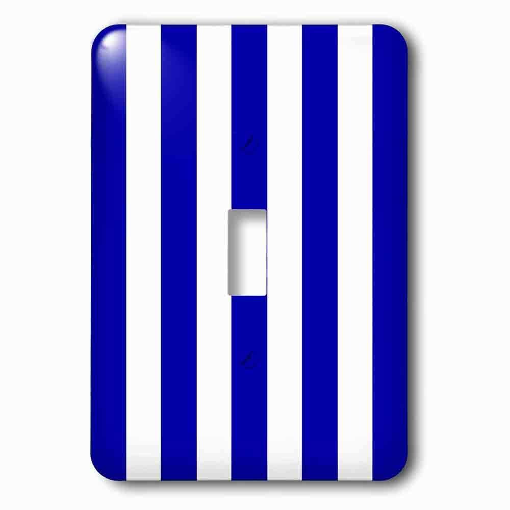Jazzy Wallplates Single Toggle Wallplate With Dark Navy Blue And White Stripes Pattern Vertical Striped Stripy Stripey Retro Nautical Classic