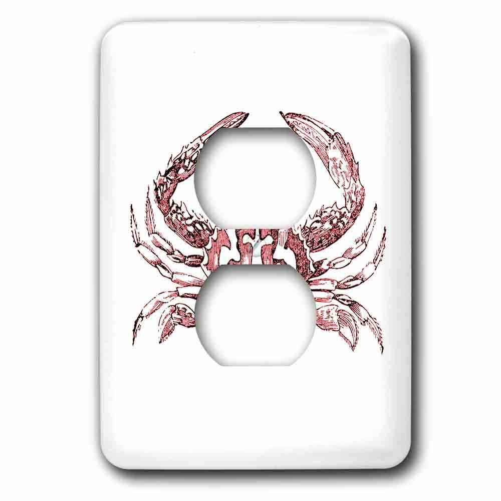 Jazzy Wallplates Single Duplex Outlet With Red Crab Drawing Nautical Beach Sea Ocean Theme Vintage Art