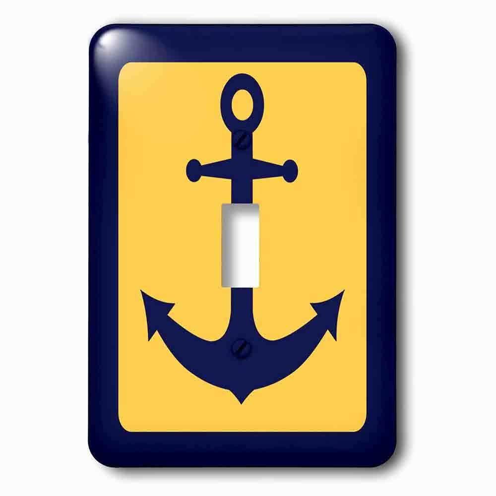 Jazzy Wallplates Single Toggle Wallplate With Blue And Yellow Nautical Anchor Design
