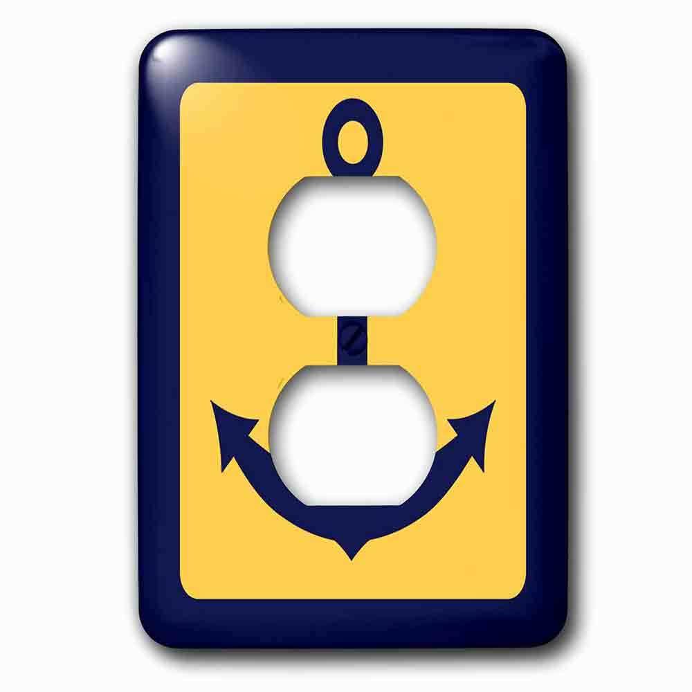 Jazzy Wallplates Single Duplex Outlet With Blue And Yellow Nautical Anchor Design