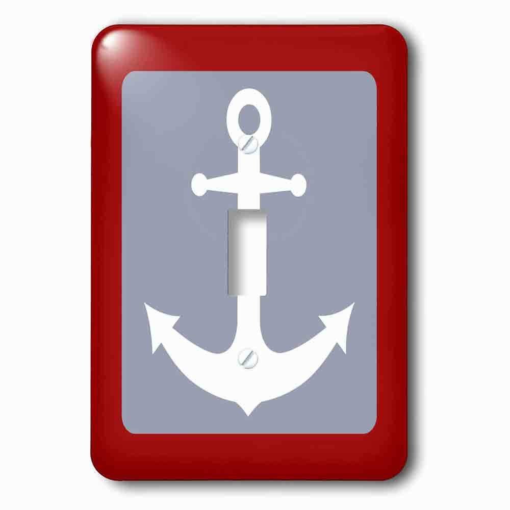 Jazzy Wallplates Single Toggle Wallplate With White And Red Nautical Anchor Design