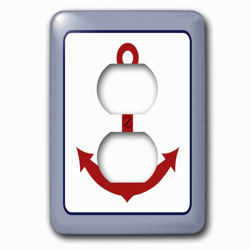 Jazzy Wallplates Single Duplex Outlet With Red And Blue Nautical Anchor Design