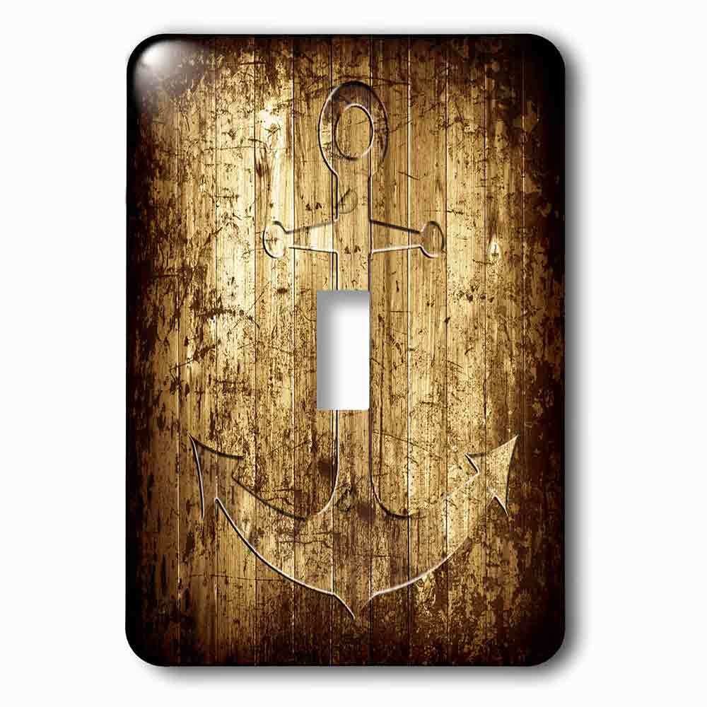 Jazzy Wallplates Single Toggle Wallplate With Anchor On Wood Photo