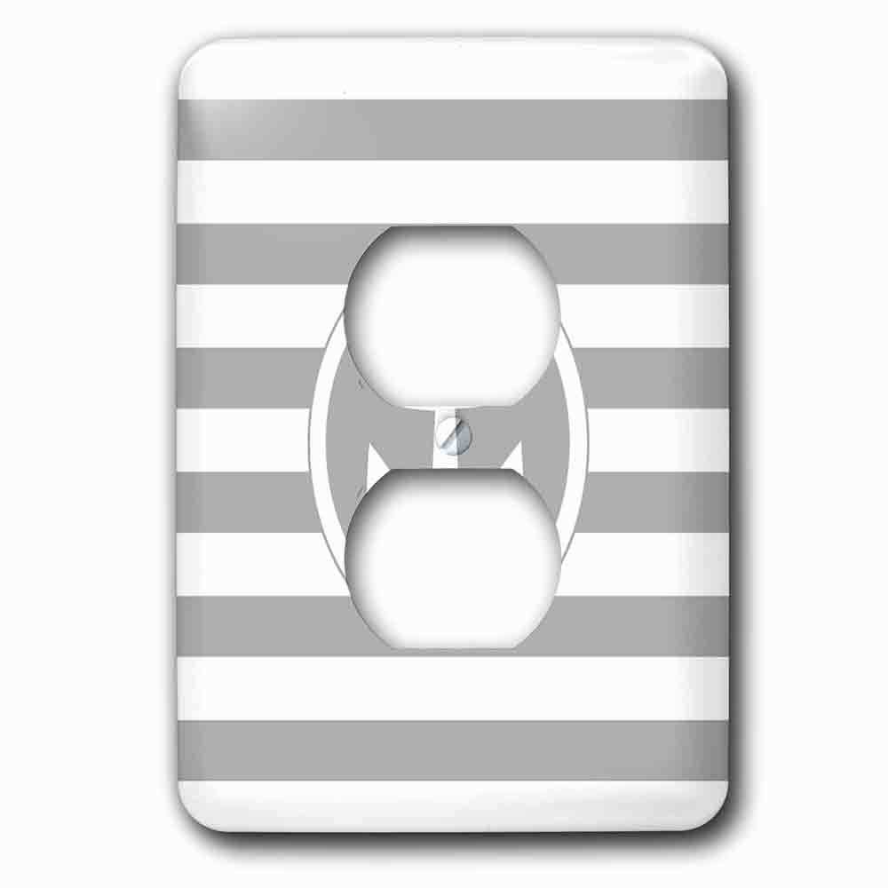 Jazzy Wallplates Single Duplex Outlet With Nautical Anchor Circle Design On Grey And White Striped Gray Stripes