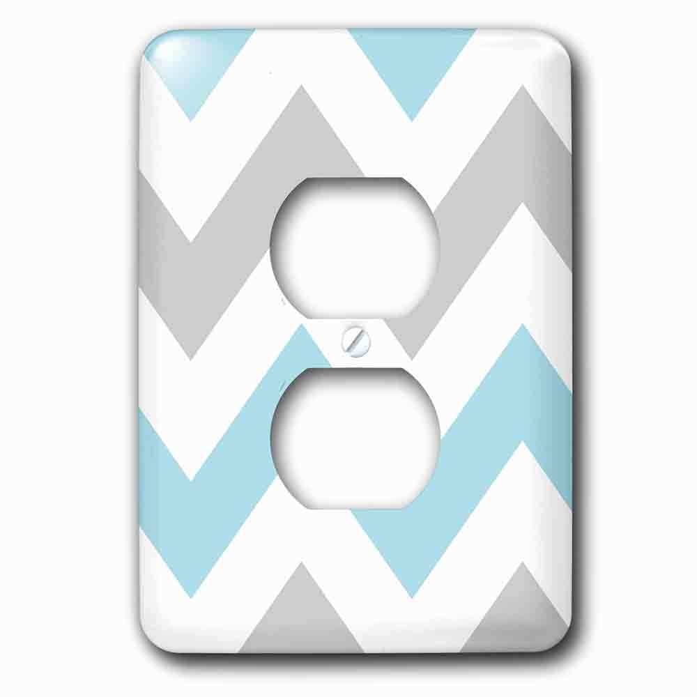 Jazzy Wallplates Single Duplex Outlet With Large Grey And Blue Chevron Zig Zags Pattern Light Pastel Big Zigzags