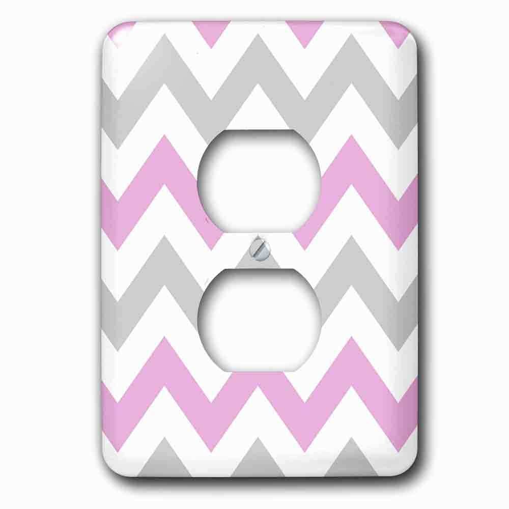 Jazzy Wallplates Single Duplex Outlet With Pink And Grey Chevron Zig Zag Pattern White Pastel Zigzag Stripes
