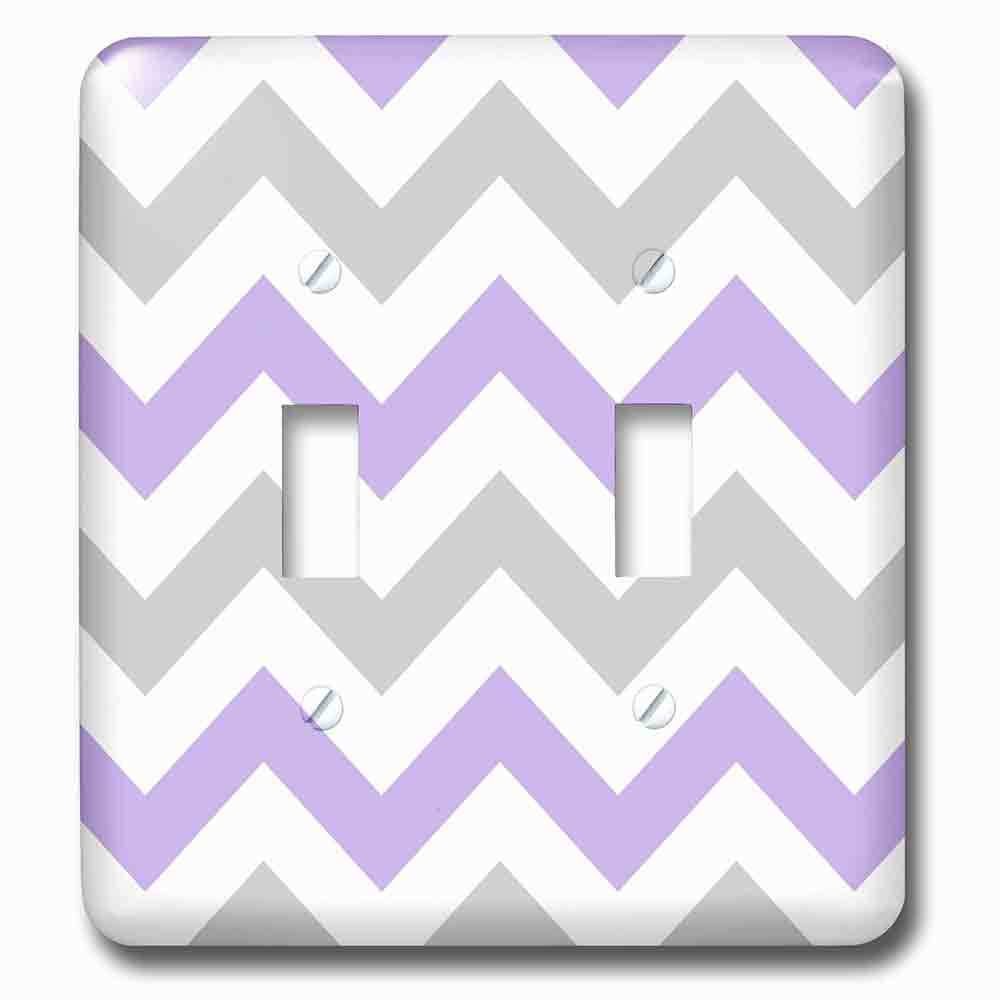 Jazzy Wallplates Double Toggle Wallplate With Lilac And Grey Chevron Zig Zag Pattern Gray White Purple Zigzag Stripe