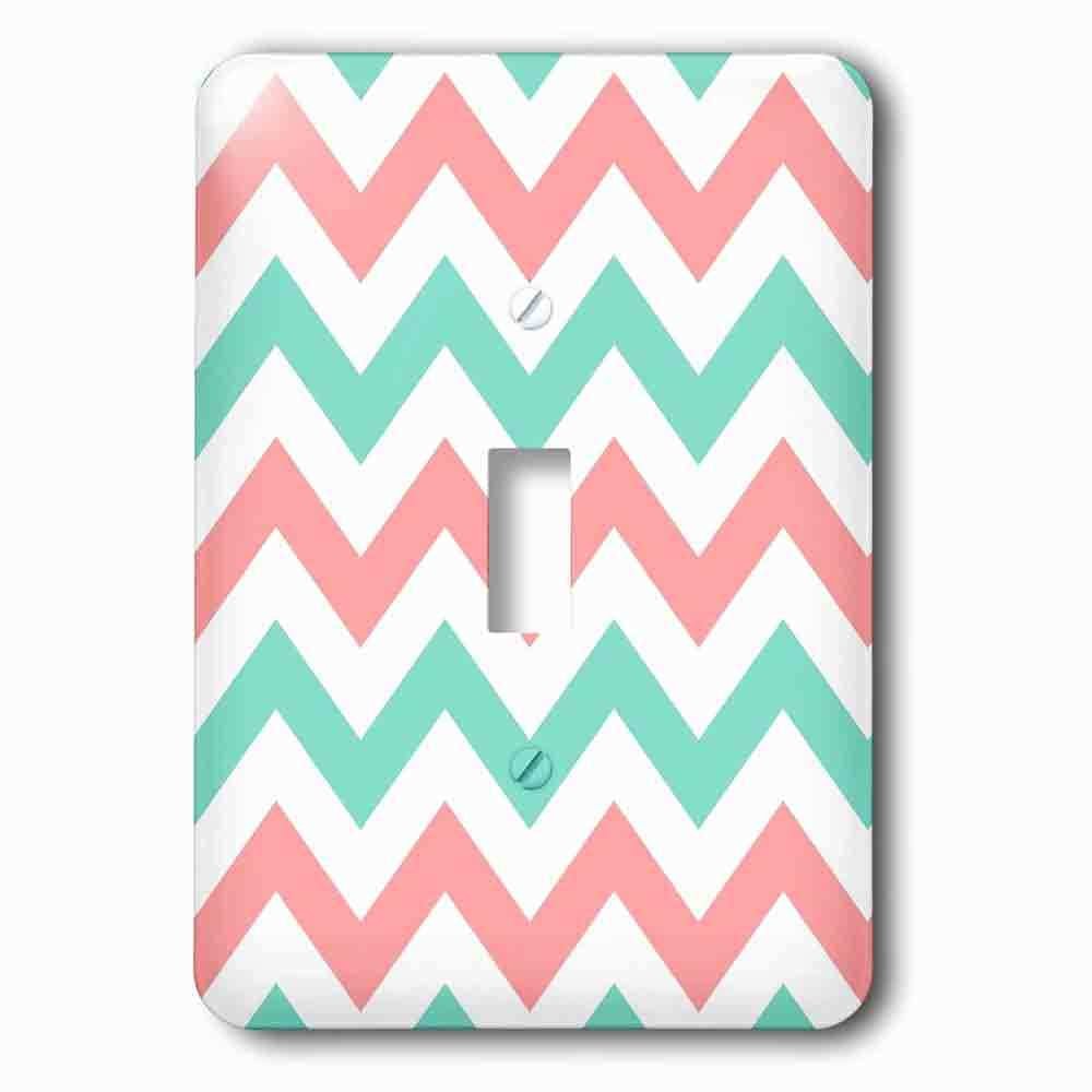 Jazzy Wallplates Single Toggle Wallplate With Coral Pink And Turquoise Chevron Zig Zag Pattern Teal Zigzag Stripes