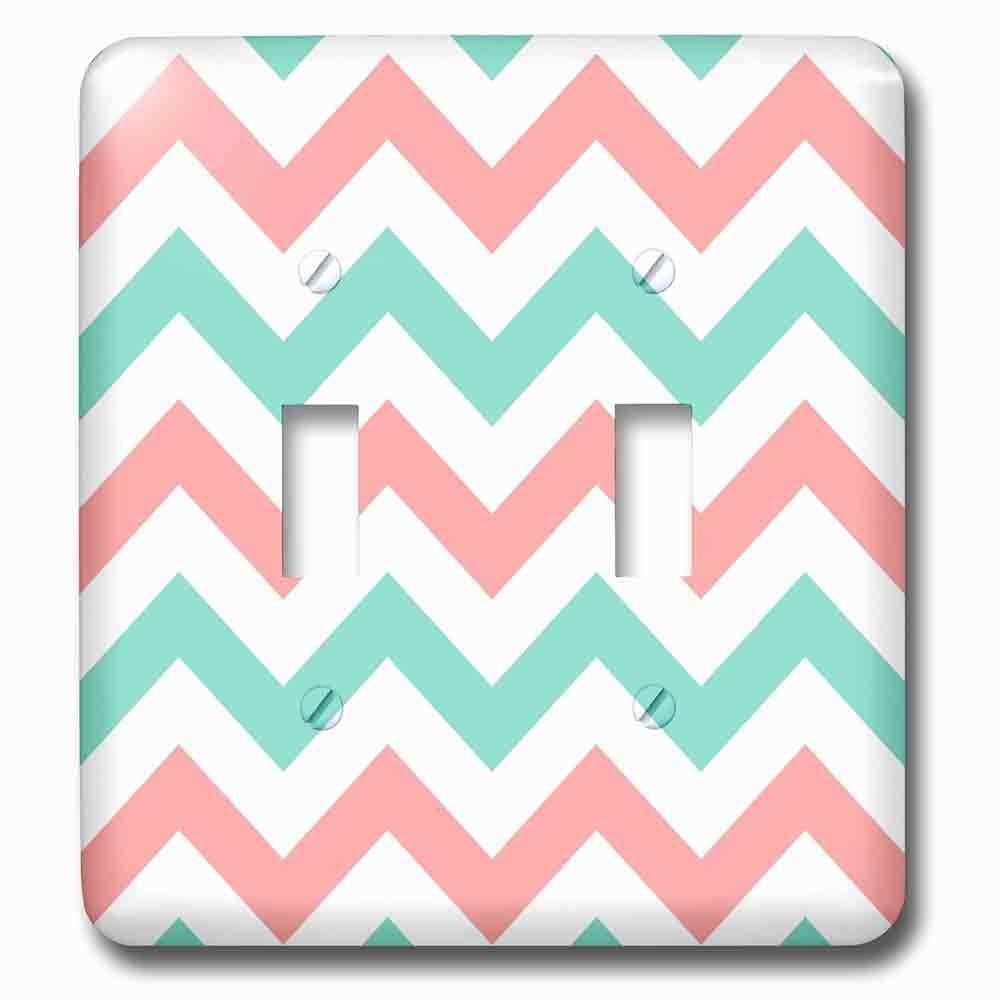 Jazzy Wallplates Double Toggle Wallplate With Coral Pink And Turquoise Chevron Zig Zag Pattern Teal Zigzag Stripes