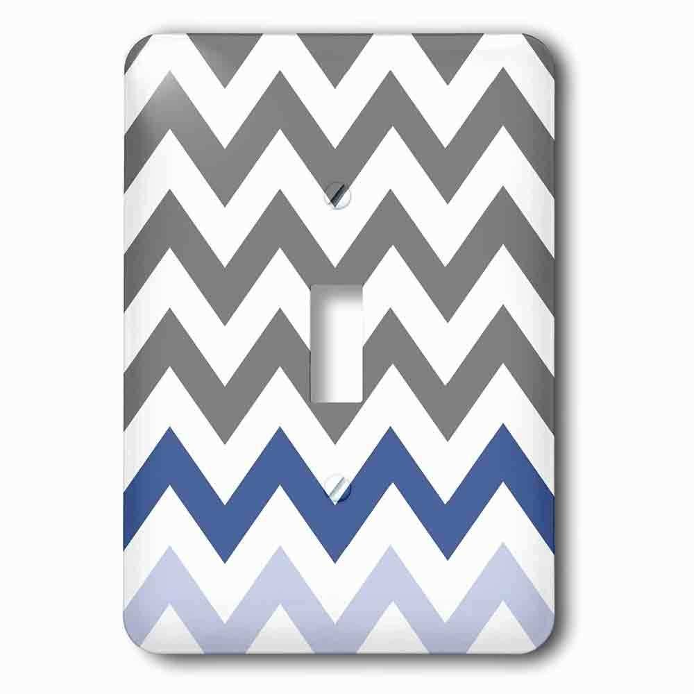 Jazzy Wallplates Single Toggle Wallplate With Charcoal Grey Chevron With Blue Zig Zag Accent Gray Zigzag Pattern