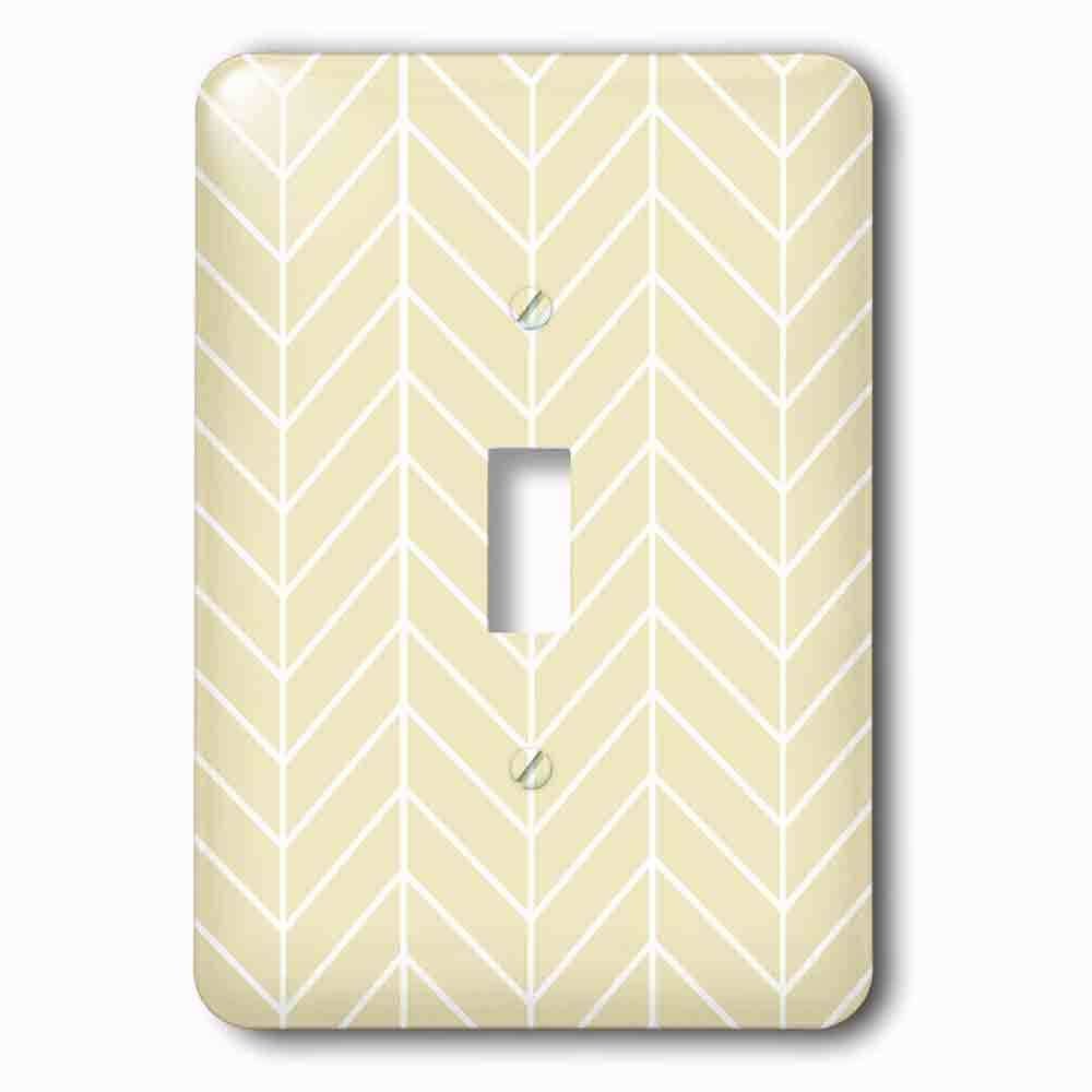 Jazzy Wallplates Single Toggle Wallplate With Beige Herringbone Pattern Pale Gold Arrow Feather Inspired Design