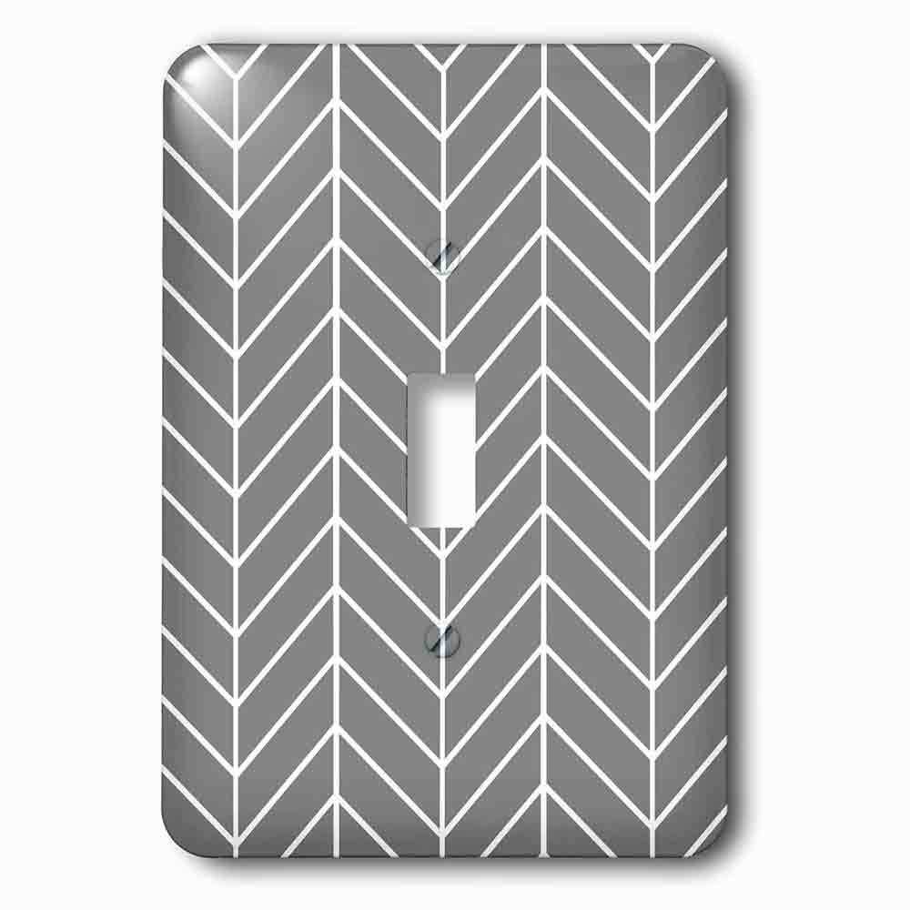 Jazzy Wallplates Single Toggle Wallplate With Charcoal Grey Herringbone Gray Chevron Arrow Feather Inspired Pattern