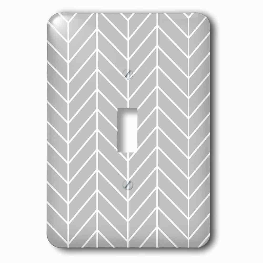Jazzy Wallplates Single Toggle Wallplate With Grey Herringbone Gray Chevron Arrow Feather Inspired Pattern
