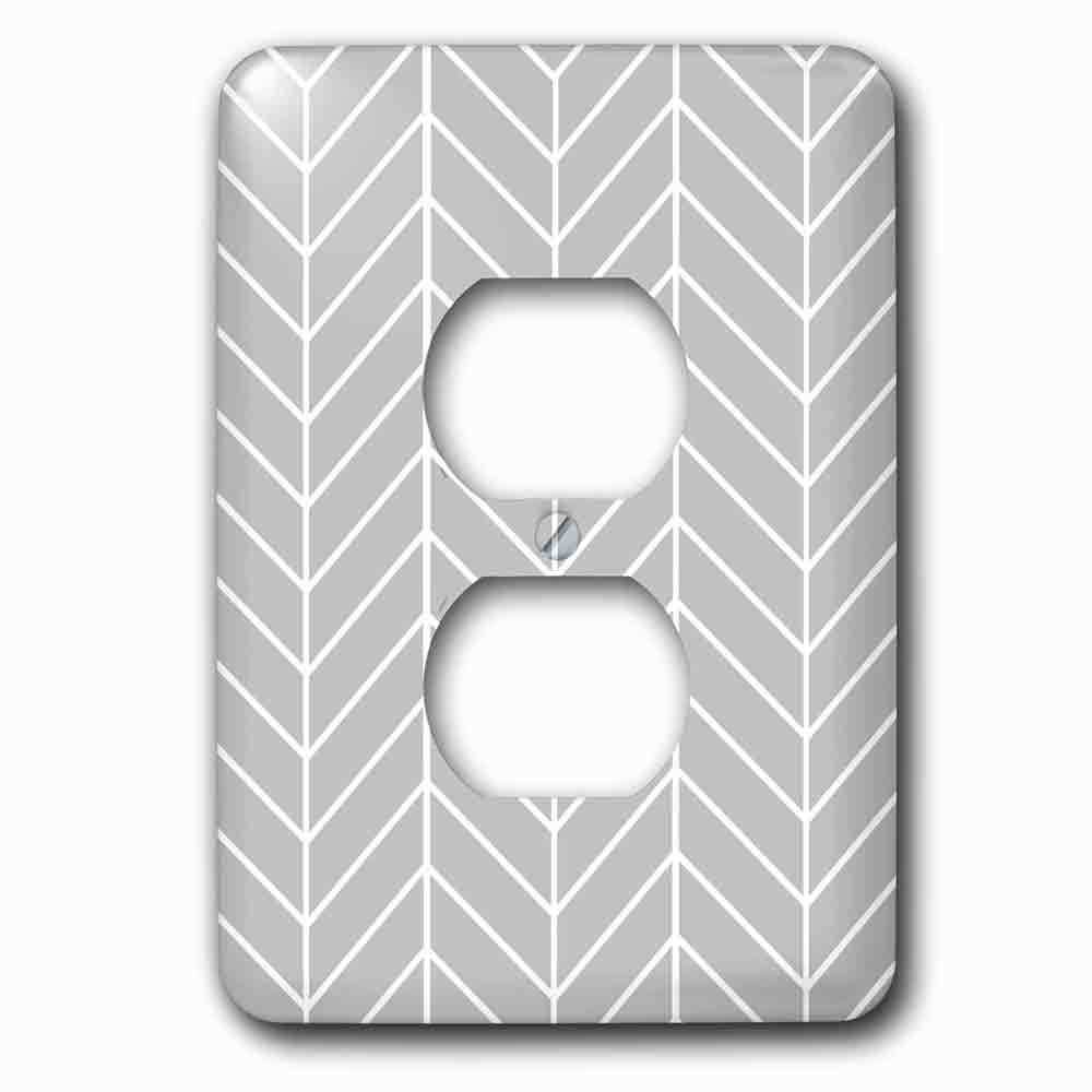 Jazzy Wallplates Single Duplex Outlet With Grey Herringbone Gray Chevron Arrow Feather Inspired Pattern