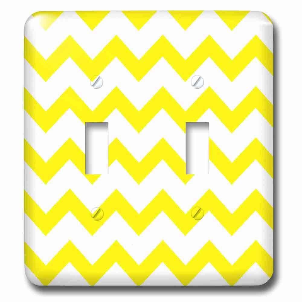 Jazzy Wallplates Double Toggle Wallplate With Yellow And White Chevron Pattern