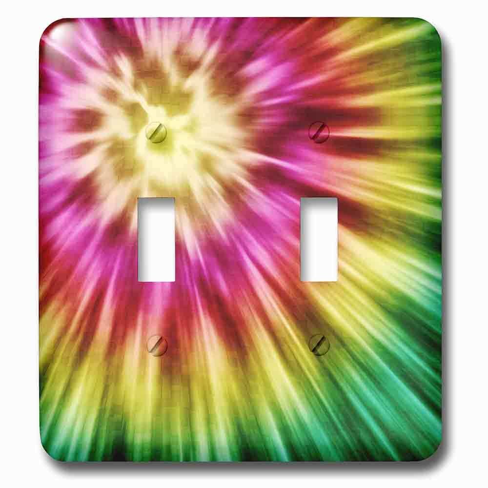 Jazzy Wallplates Double Toggle Wallplate With Tie Dye Green Starburst Tie Dye Design In Green Yellow And Red