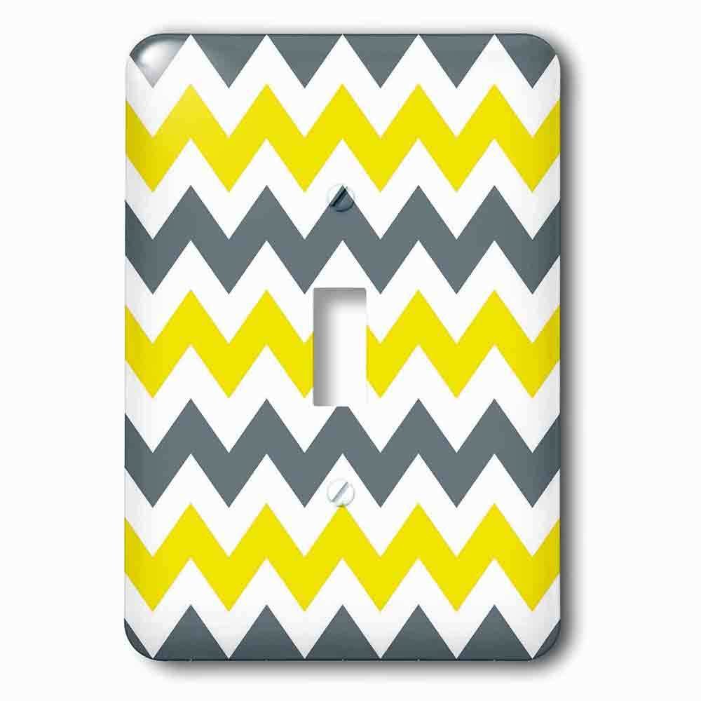 Jazzy Wallplates Single Toggle Wallplate With Blue Gray Yellow And White Chevrons