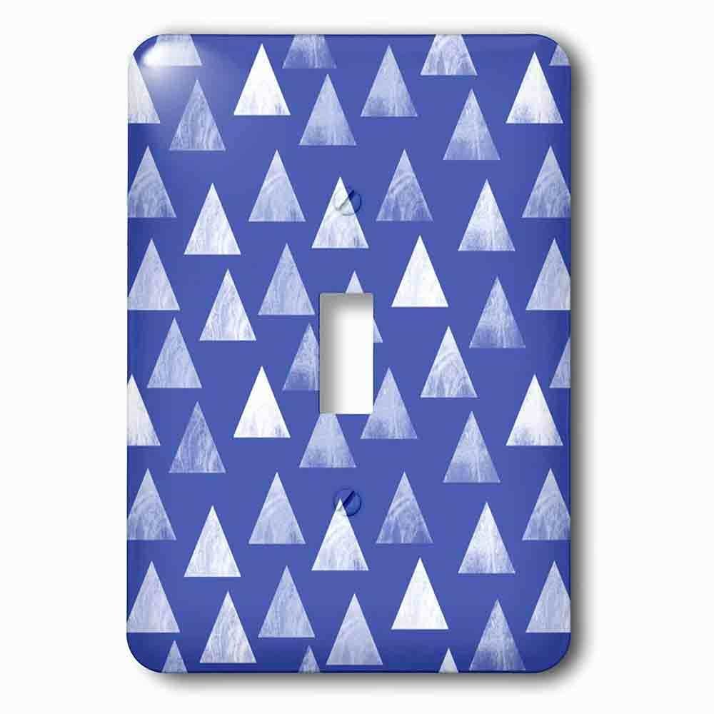 Jazzy Wallplates Single Toggle Wallplate With Dark Blue Triangle Pattern White Stamp Textured Printed Look Print