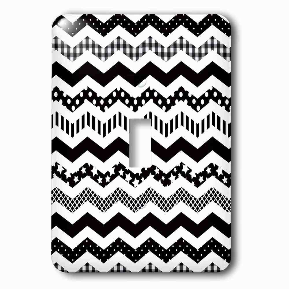Jazzy Wallplates Single Toggle Wallplate With Black And White Chevron Zigzag Pattern With A Twist Patterned Zig Zags