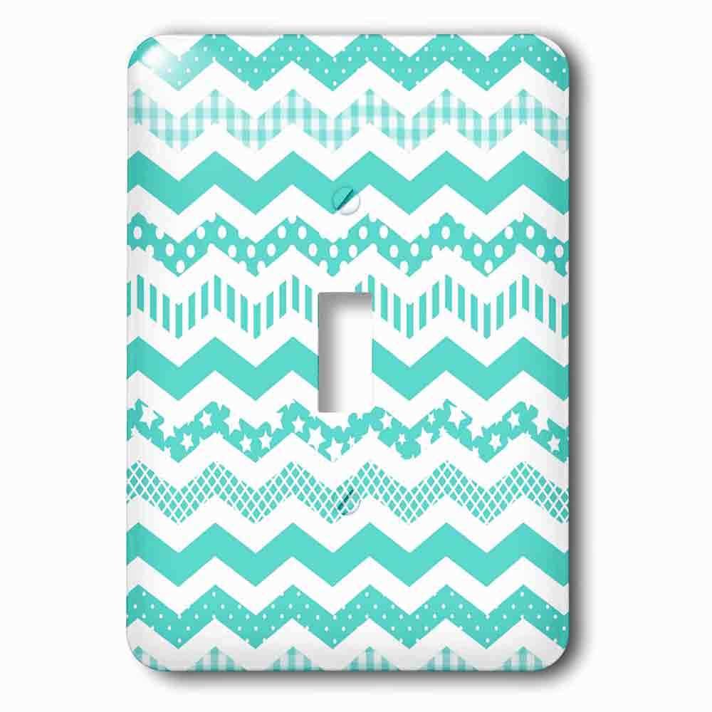 Jazzy Wallplates Single Toggle Wallplate With Turquoise Chevron Zigzag Pattern With A Twist. Cute Patterned Zig Zags
