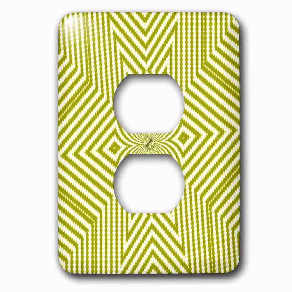 Jazzy Wallplates Single Duplex Outlet With Textile Pattern Lime Green And White Large Star