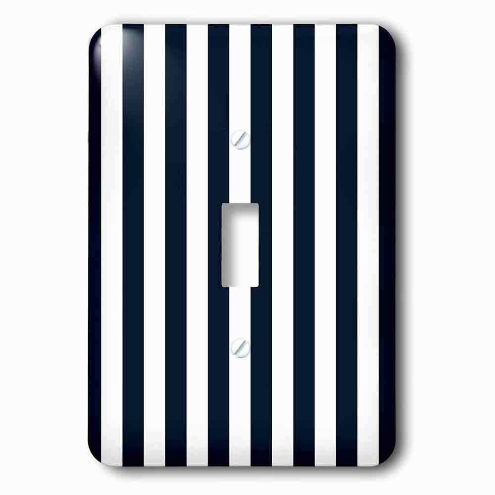 Jazzy Wallplates Single Toggle Wallplate With Navy Blue And White Nautical Stripes