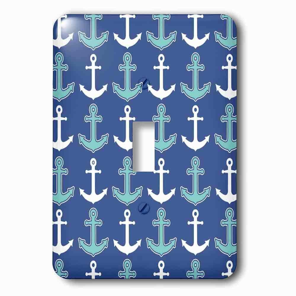 Jazzy Wallplates Single Toggle Wallplate With Anchor Pattern Navy Blue And Aqua