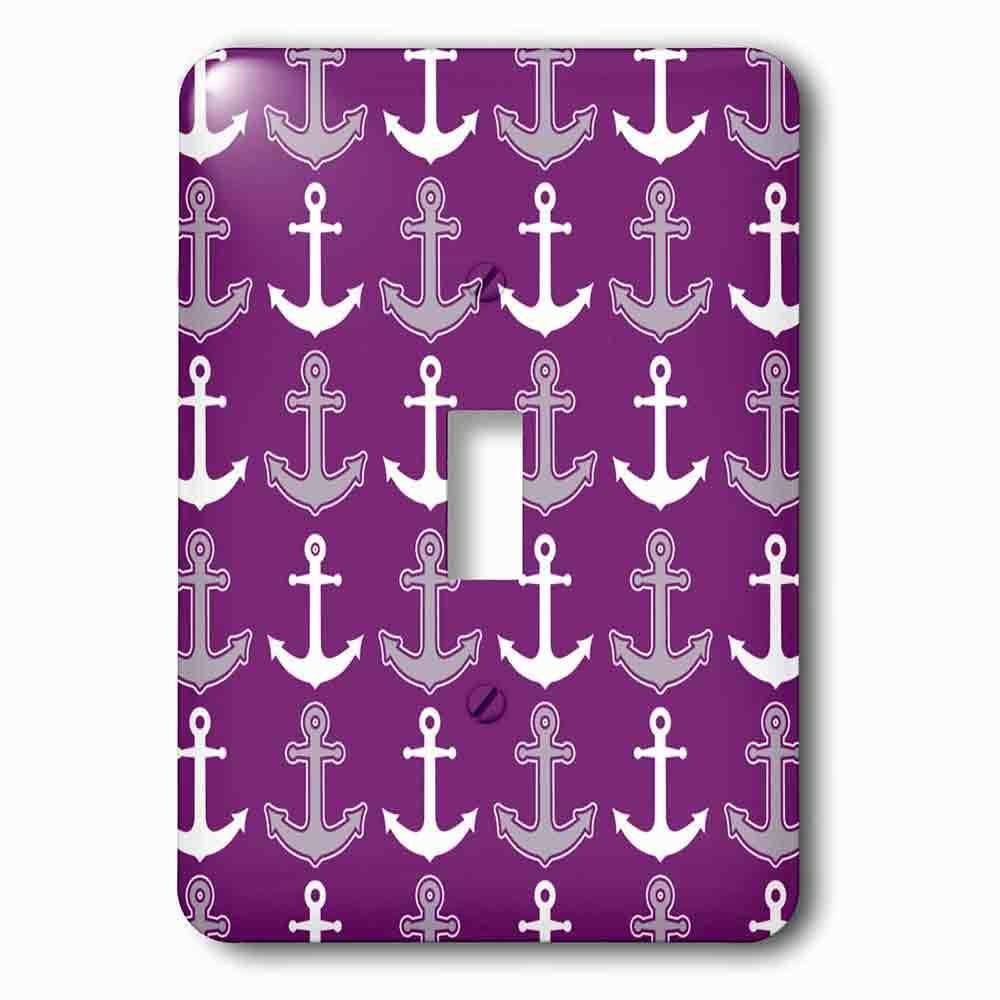 Jazzy Wallplates Single Toggle Wallplate With Anchor Pattern Purple And White
