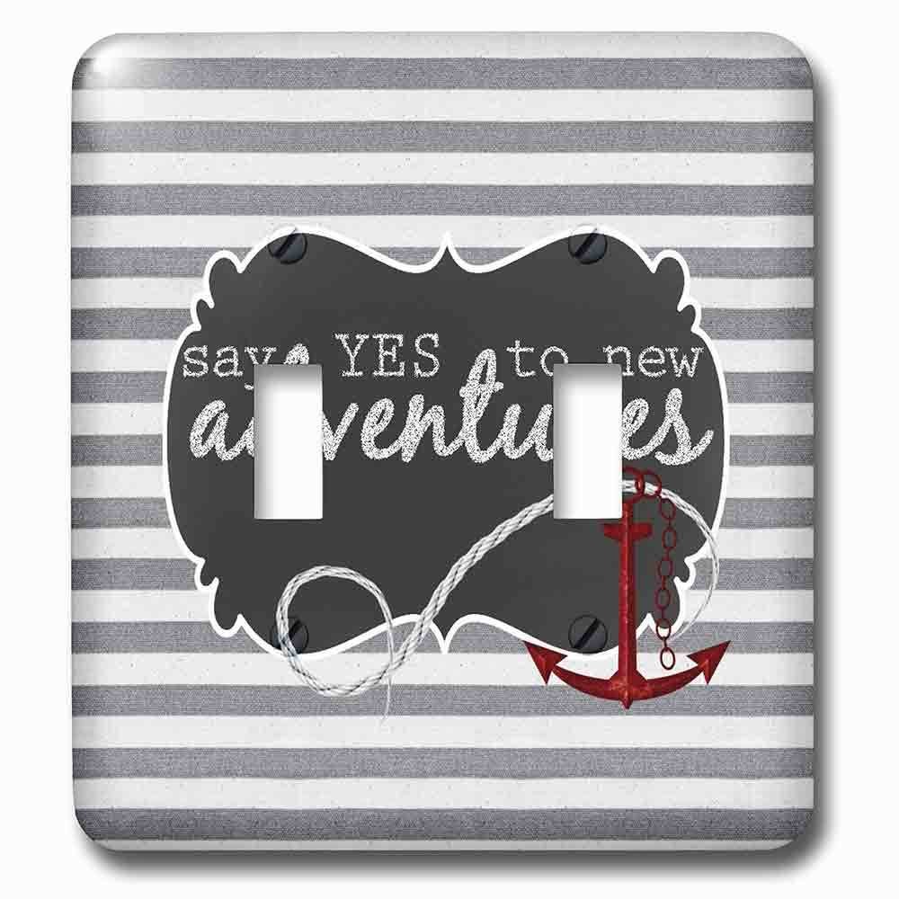 Jazzy Wallplates Double Toggle Wallplate With Anchors Away Nautical Themed Stripes In Gray, White And Red