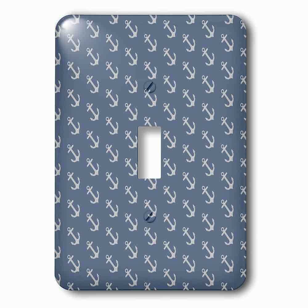 Jazzy Wallplates Single Toggle Wallplate With Gray And Blue Sailboat Anchors Pattern