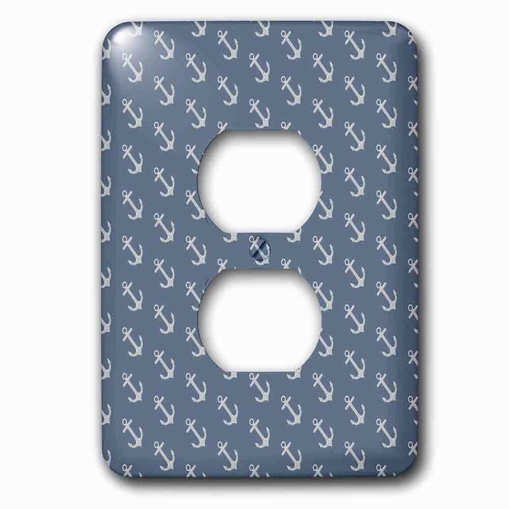 Jazzy Wallplates Single Duplex Outlet With Gray And Blue Sailboat Anchors Pattern