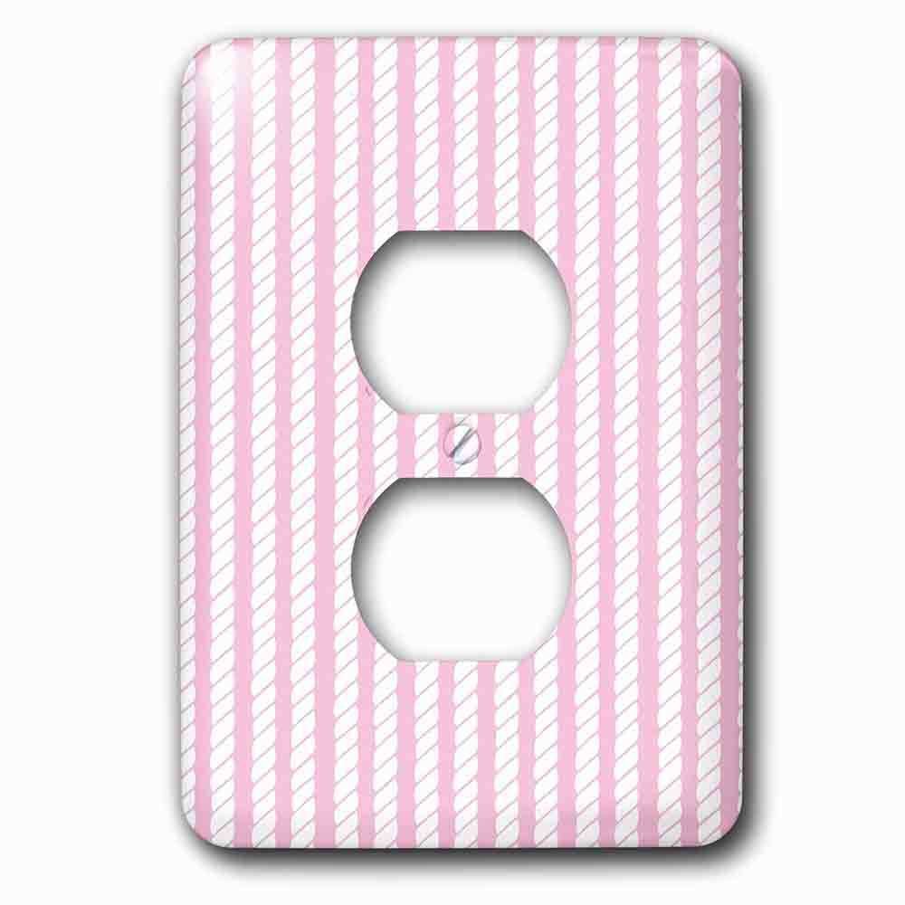 Jazzy Wallplates Single Duplex Outlet With Pink And White Nautical Rope Design