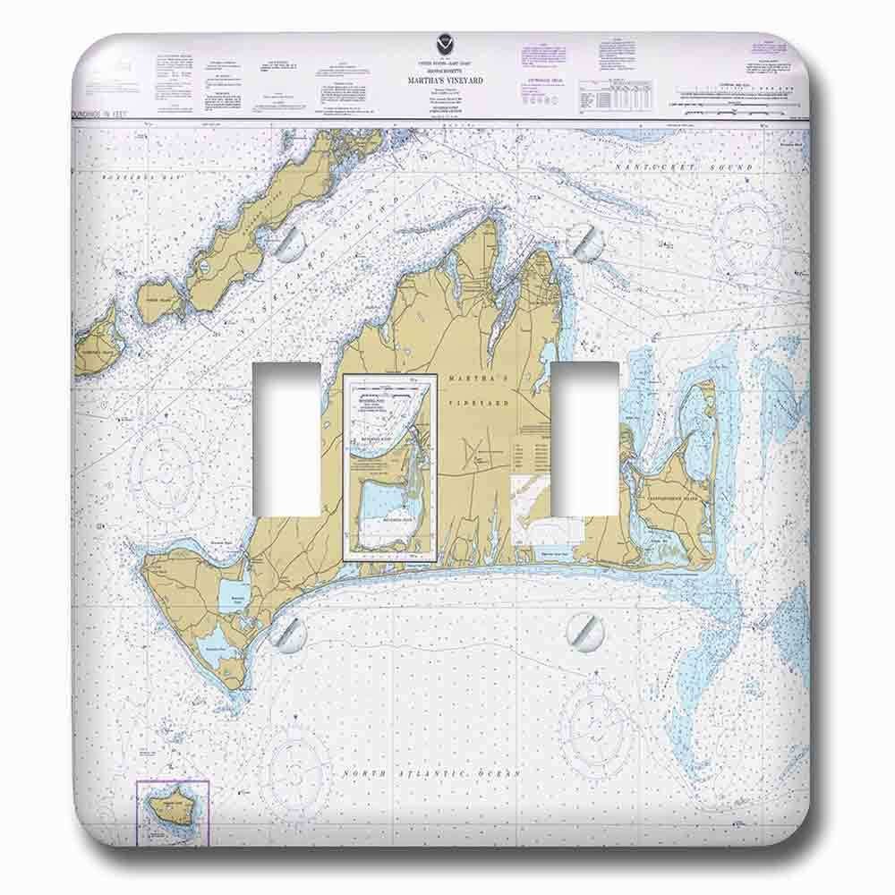 Jazzy Wallplates Double Toggle Wallplate With Print Of Nautical Map Of Marthas Vineyard