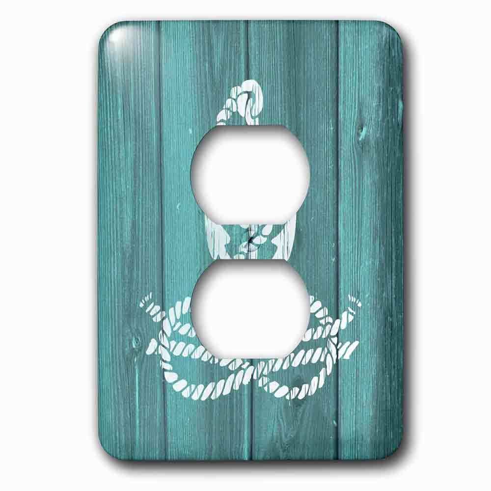 Jazzy Wallplates Single Duplex Outlet With Distressed Painted White Anchor With Knotted Ropenot Real Wood