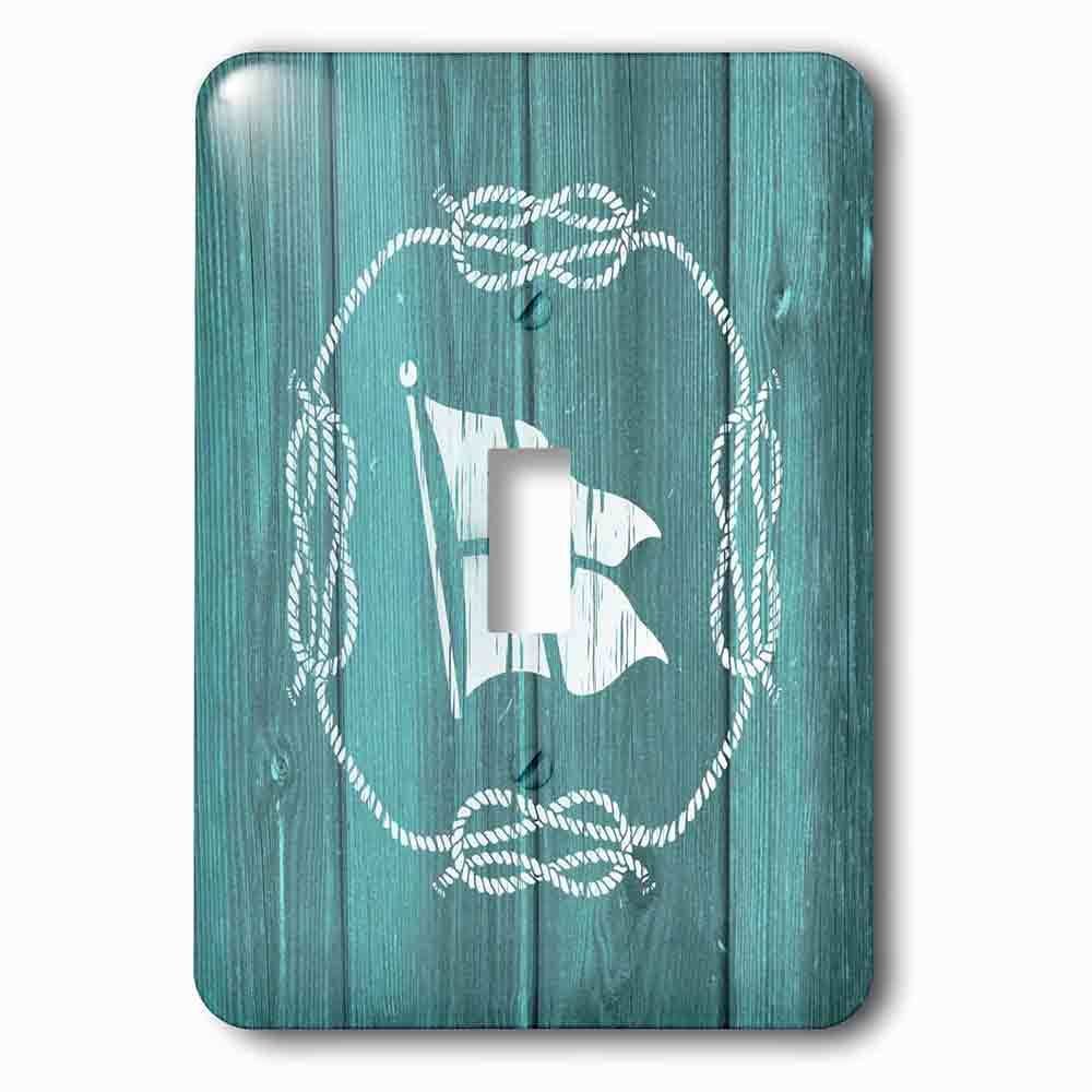 Jazzy Wallplates Single Toggle Wallplate With White Flag With Anchor Detail And Knotted Ropenot Real Wood