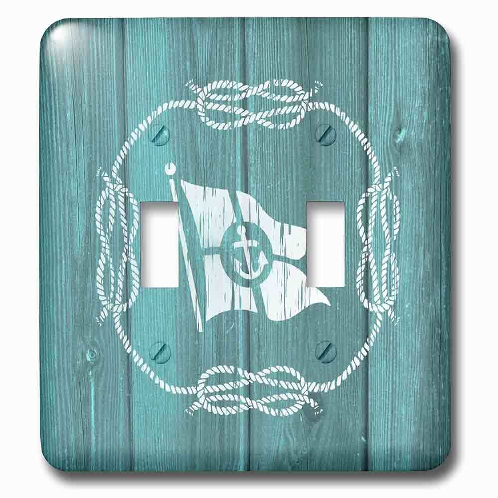 Jazzy Wallplates Double Toggle Wallplate With White Flag With Anchor Detail And Knotted Ropenot Real Wood