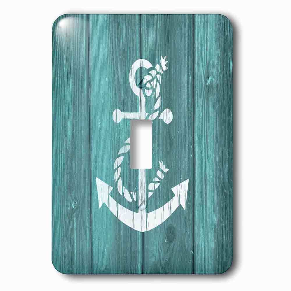 Jazzy Wallplates Single Toggle Wallplate With Cracked White Painted Anchor On Blue Backgroundnot Real Wood
