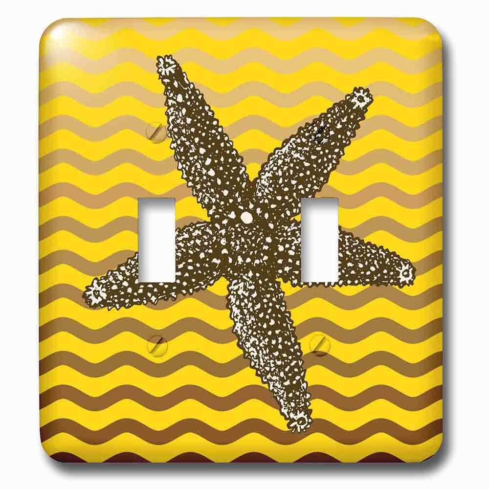 Jazzy Wallplates Double Toggle Wallplate With Nautical Theme Design With Star Fish Over Wavy Background