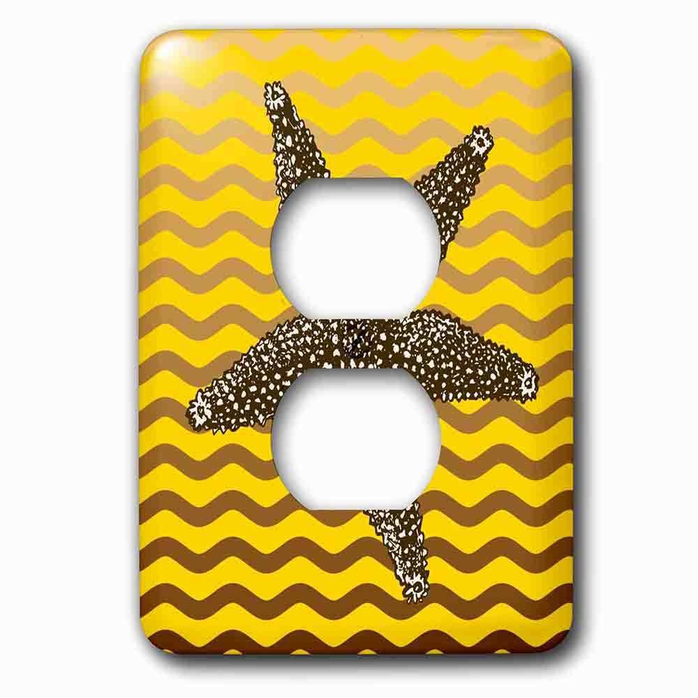 Jazzy Wallplates Single Duplex Outlet With Nautical Theme Design With Star Fish Over Wavy Background