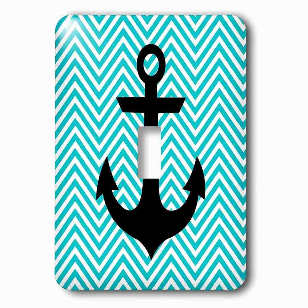Jazzy Wallplates Single Toggle Wallplate With Anchor Chevron Pattern Turquoise