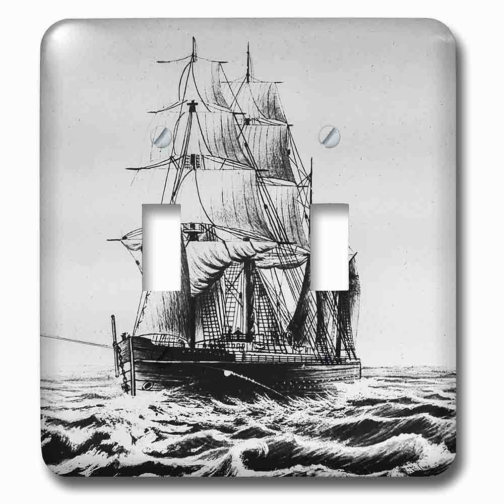 Jazzy Wallplates Double Toggle Wallplate With Victorian Anchored Magic Lantern Maritime Tall Sailing Ship No. 1