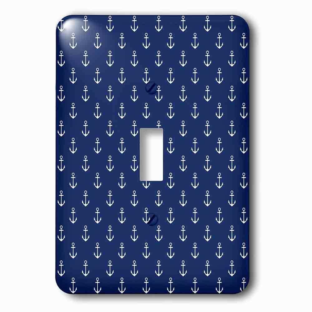 Jazzy Wallplates Single Toggle Wallplate With White Sailboat Anchors On Blue Background