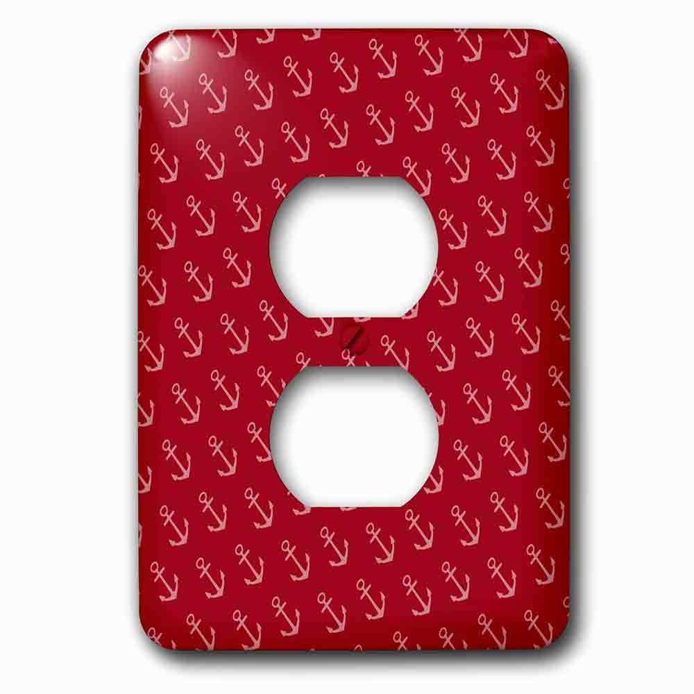 Jazzy Wallplates Single Duplex Outlet With Pink Sailboat Anchors On A Red Background