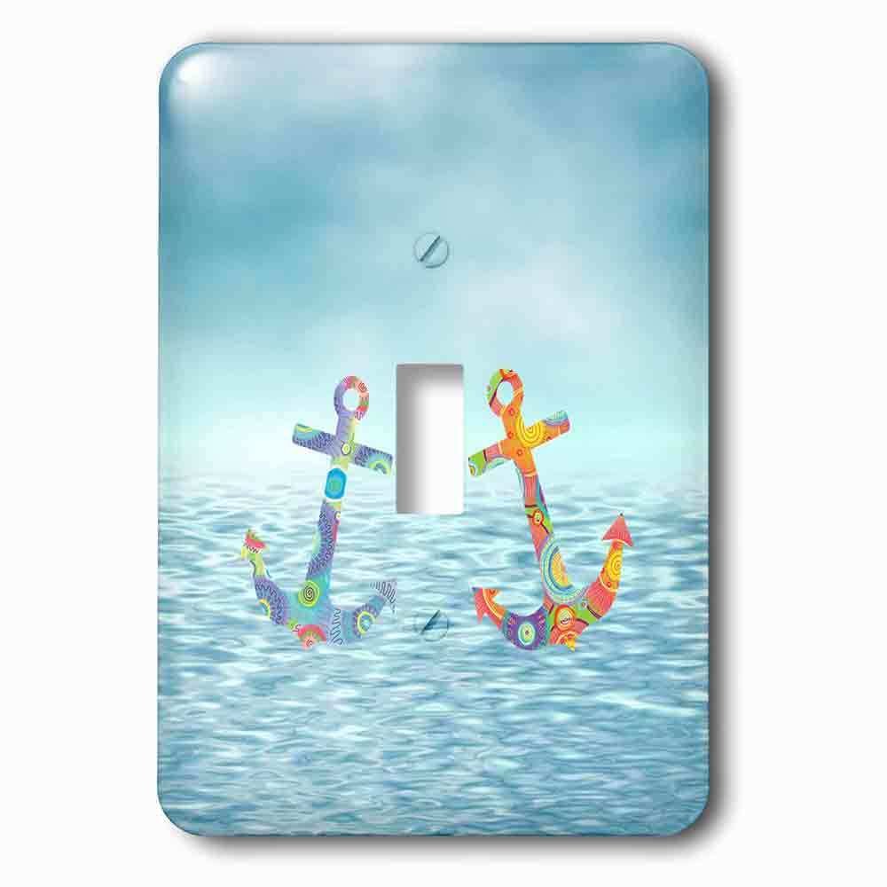 Jazzy Wallplates Single Toggle Wallplate With Image Of 2 Colorful Anchors In Water